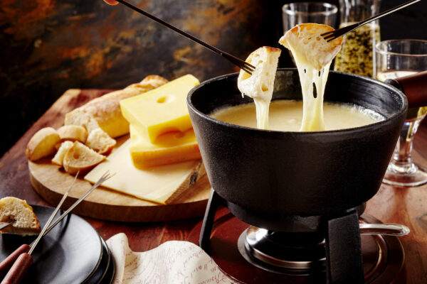 Gourmet,Swiss,Fondue,Dinner,On,A,Winter,Evening,With,Assorted Gourmet,Swiss,Fondue,Dinner,On,A,Winter,Evening,With,Assorted