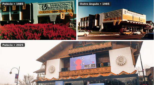 Palácio dos Festivais em Gramado nas edições de 1985 e 2025